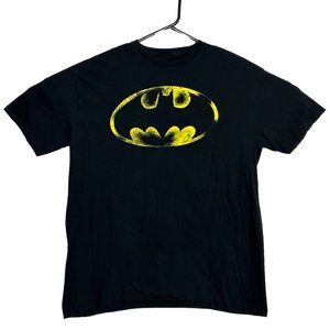 DC Comics Batman Mens XL Black Yellow Bat Logo Short‎ Sleeve Graphic T-Shirt